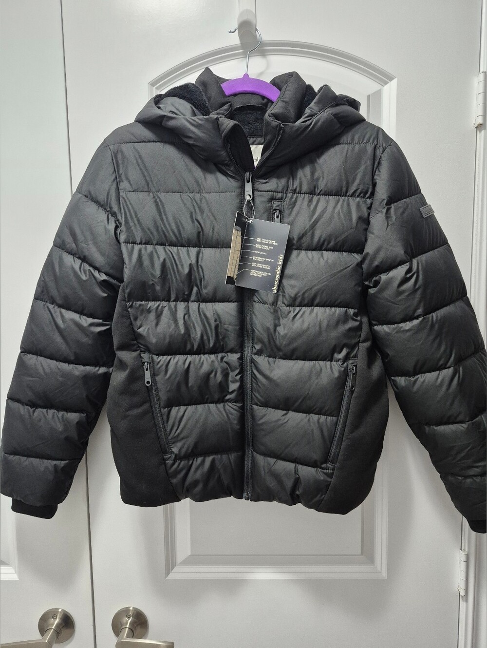 NWT Abercrombie Kids Cozy Performance Puffer Jacket, 11/12, Black